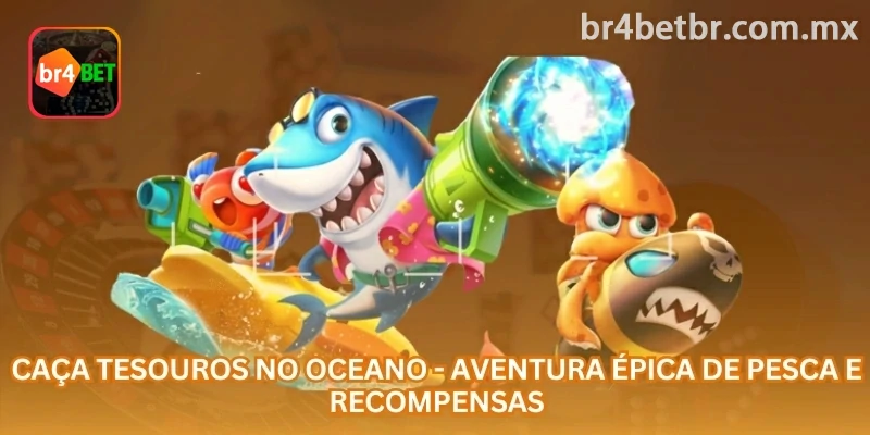 Caça Tesouros no Oceano combina jogo de pesca, criaturas especiais, armas virtuais e recompensas em uma aventura visual de cassino online.